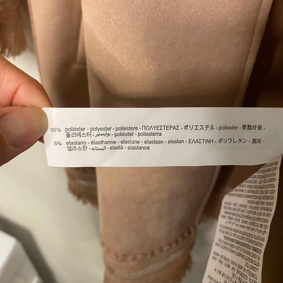 Zara Faux Suede Blush Pink Open Sweater Jacket Western Boho Fringe Size Small - Picture 9 of 16